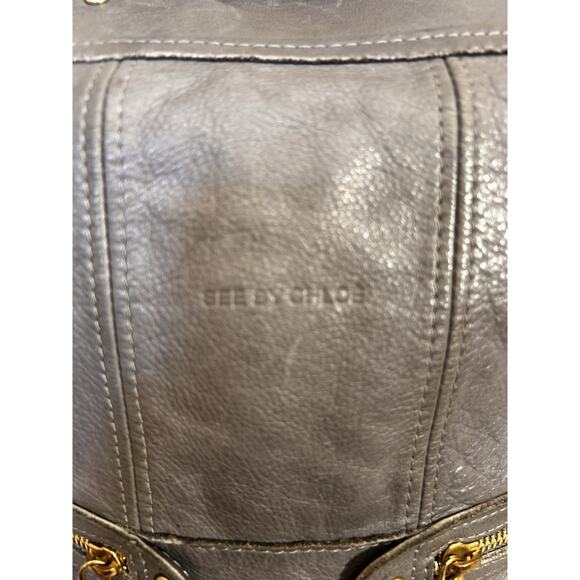 See By CHOLE Gray Leather Satchel Shoulder Handbag With Zips And Gold Hardware - Picture 16 of 16
